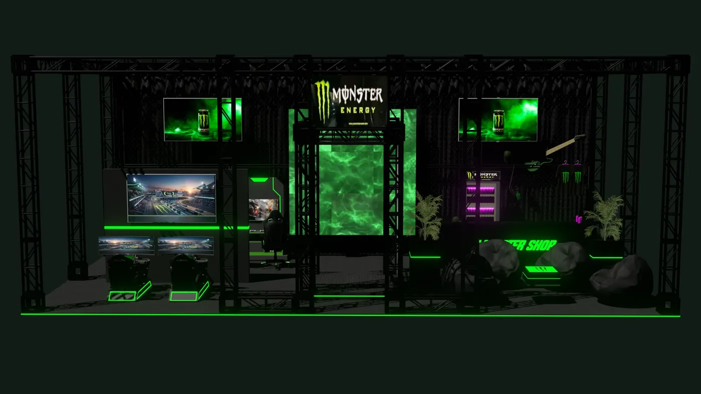 Stand Monster Energy, vista frontal