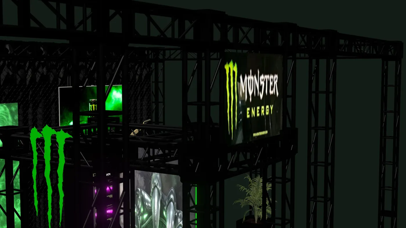 Stand de zona gamer, estructura con pantallas