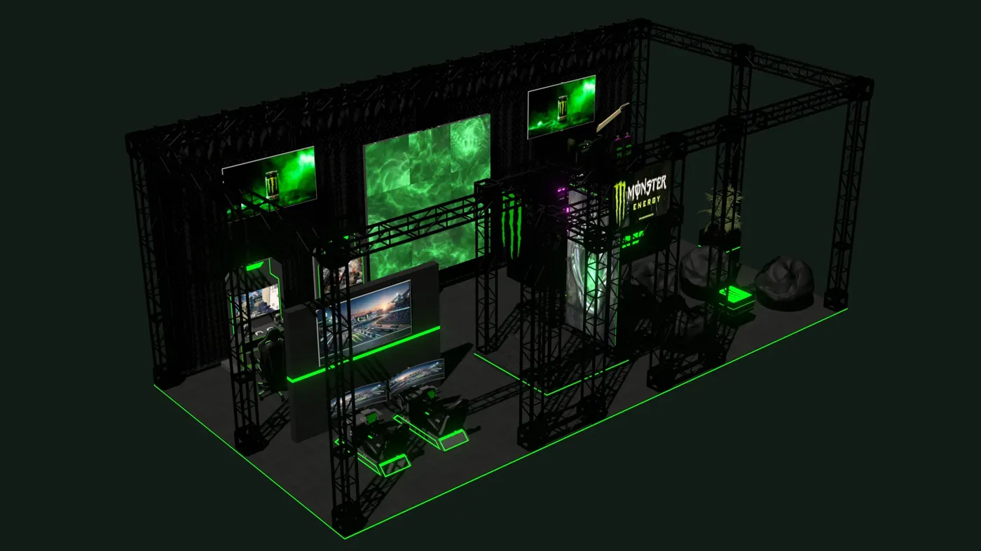 Stand de zona gamer, área de juego